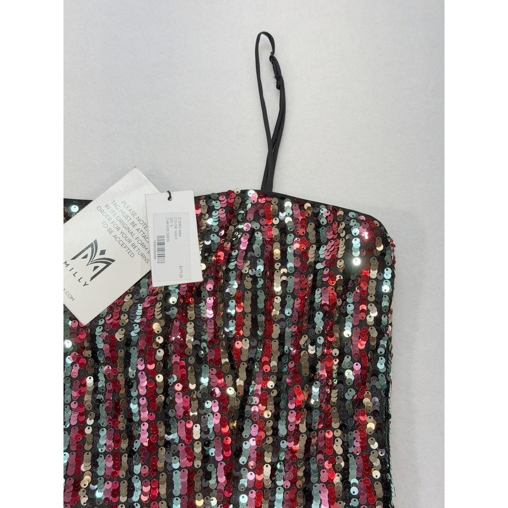 MILLY Christie Dress Women's Size 8 Multicolor Sequin Striped Cocktail NWT $375 - Picture 12 of 16